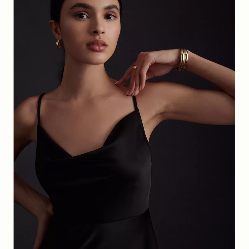 BHLDN black Cali Satin Charmeuse dress size 2